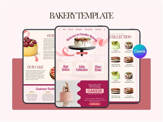 Bakery Website Template Cake Shop Design (canva Digital Editable Download) - Etsy