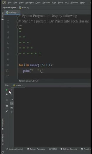 Python program to Star patten is as fallows