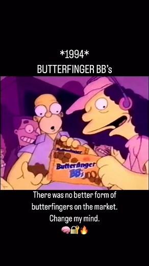 @a90slife on Instagram: "Simpsons Butterfinger BB’s commercial from 1994. If you miss the nostalgic and comforting taste of some of your favorite snacks from the 90s, go check out @nuttynostalgic and relive your childhood one taste at a time 😮‍💨🔥 . . . . . . . . . . . . . . . . . . . #butterfinger #butterfingerbbs #discontinuedproducts #90sfood #simpsons #90scartoons #90s #90skid #90sbaby #90saesthetic #90sthrowback #90sads #oldschool #throwback #nostalgia #nostalgic #childhoodmemory #kidstv