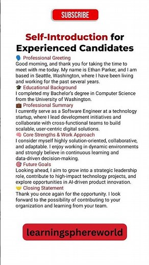 Self Introduction for Experienced Candidates