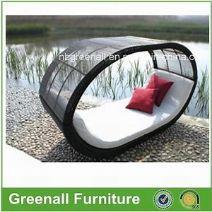 [Hot Item] Chinese Rattan Outdoor Garden Wicker Bench Sunbed Patio Furniture