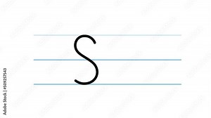 S letter writing cartoon animation. Compatibile part of alphabet serie. Handwriting educational style for children. Good for education movies, presentation, learning alphabet, etc...