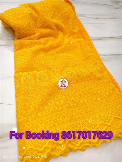 #Pure Georgette Saree In Fine Chikankari Work All Body Same To Same Work 12 Hat Saree Price ...***