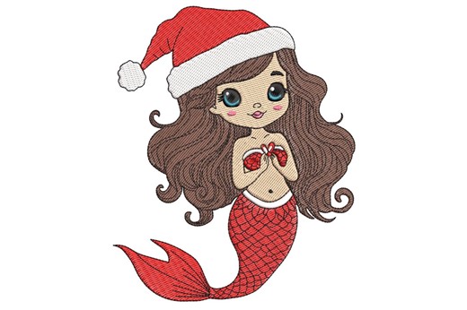 Mermaid Christmas Embroidery Design - Mermaid Embroidery Design- Machine Embroidery Design- 4 Sizes, Instant Download Files - Etsy