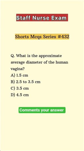 Staff Nurse | Series 432 | diameter | Human vagina | Most Expected questions #shorts #viral