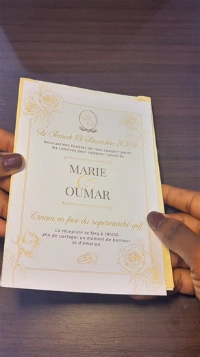Amy Packages ✨ on Instagram: "Carte d’invitation mariage blanc & doré Faites du plus beau jour de votre vie un moment d’exception dès l’invitation. Un design chic et des finitions raffinées pour une annonce à la hauteur de votre événement. 📞 77 477 77 40 📍 Liberté 6 Extension Amy Packages SN – Impression & packaging sur mesure #tiktokviral #packaging #mariage #amypackages #mariagesenegalais"