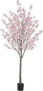 Nafresh Tall Artificial Cherry Blossom Tree - 8Ft(96'), Realistic Potted Silk Faux Cherry Blossom for Indoor/Outdoor Home Office, Living Room, Bedroom, Porch Floor Decor