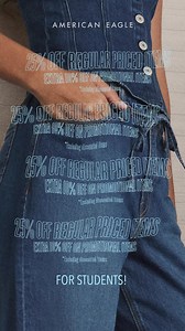 Get 25% Off Regular Priced items for just being a student & Extra 10% Off on Promotional items exclusing discount items.🎓 | American Eagle Outfitters