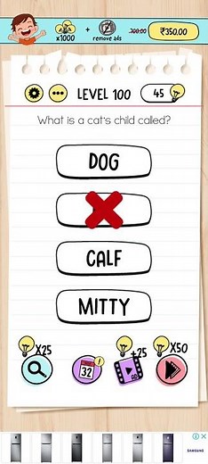 Brain test level 100 - what is a cat's child called || The Blackout Gaming ||