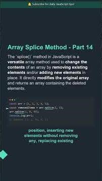 ⭐ Array Splice Method - Part 14/715 | Software Engineer Tips #shorts #javascript