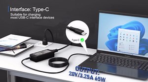 65W 45W USB C Charger Compatible with Chromebook X360 11 13 14/HP/Dell/Lenovo/Samsung/Acer/Asus/Spectre X360/Thinkpad Type C Power Supply Cord.