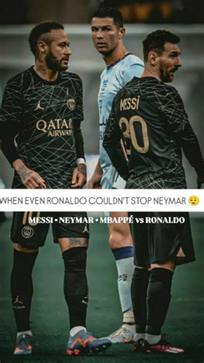 GlobalSportsGram on Instagram: "When Even RONALDO Couldn't Stop Neymar 😮‍💨 Riyadh Season Cup 2023. King Fahd Stadium, 19 January 2023. PSG’s ultimate trio – Messi, Neymar, Mbappé – facing Cristiano Ronaldo’s Saudi All‑Star XI (Al Nassr + Al Hilal). Final score: PSG 5–4 Riyadh All‑Stars. Early on, Neymar drives through midfield and collides with Ronaldo in a close tackle. Both end up on the ground, but Ney just gets back up and keeps running the game. Then the cold moment: Neymar drifts in from