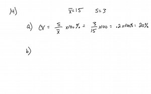 SOLVED:Consider sample data with x̅=15 and s=3. a. Compute the coefficient of variation. b. Compute a 75 % Chebyshev interval around the sample mean.