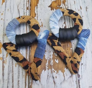 Leopard and Denim Fabric Earrings - Etsy