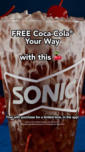 SONIC Drive-In on Instagram: "Free 👏 Coca-Cola 👏 Any 👏 Way👏 Every👏 Day👏 (for a limited time) Diet Coke w lime & strawberries? Free. Coke w sweet cream, cherry and vanilla? Free. What's Coke Your Way??? Redeem in the SONIC app w any purchase."