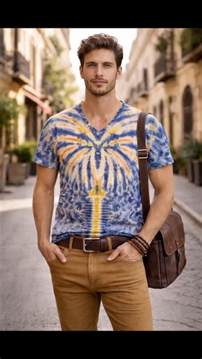 derin tie dye on Instagram: "A wearable firework. Hand-dyed patterns inspired by freedom, movement, and summer skies. This isn’t just a t-shirt, it’s a statement. Handmade Men’s Tie Dye V-Neck T-Shirt – Boho Summer Style This unique men’s tie dye V-neck t-shirt is 100% handmade using traditional dyeing techniques. Each piece is individually dyed, making every shirt truly one of a kind. Designed for men who love bohemian, surf and festival style, this t-shirt is perfect for summer days, beach wal