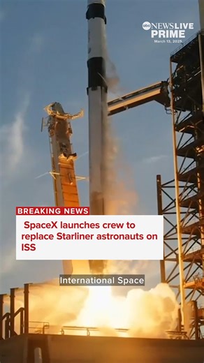 181K views · 2.5K reactions | A SpaceX Falcon 9 rocket launched the Crew-10 mission for NASA from the Kennedy Space Center (KSC) in Florida tonight, after a scrubbed attempt on Wednesday due to a mechanical issue. Space industry expert Eric Ingram joins us for blastoff. | ABC News Live | Facebook