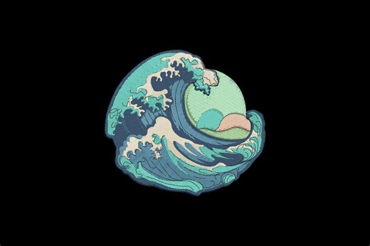 Ocean Wave Embroidery Design, Ocean Wave Machine Embroidery Design, 4 Sizes, Instant Download - Etsy