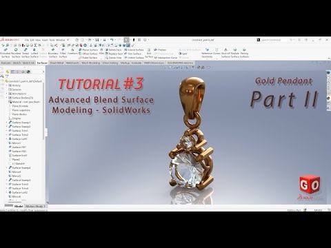 SolidWorks 2025 video tutorial#3 - Advanced Blend Surface Modeling - Gold Pendant PART II