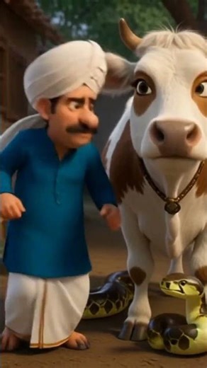 “Innocent Cow vs Giant Python 🐍 | Farmer’s Brave Act | 3D Cartoon Story”