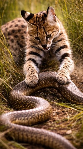 Serval vs Snake | Lightning-Fast African Wildcat Ends the Hunt