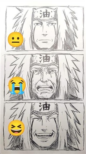 🔴 Day 8 | Drawing Jiraiya with 3 Expressions 😐😭😆