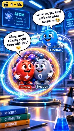 ⚛️🔥 Electron vs. Proton! Neutron Gets Caught in the Middle! 😂 #shorts