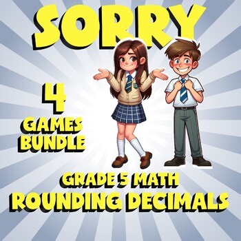 4 SORRY Math Games - Rounding Decimals - Grade 5 No Prep Review Activity