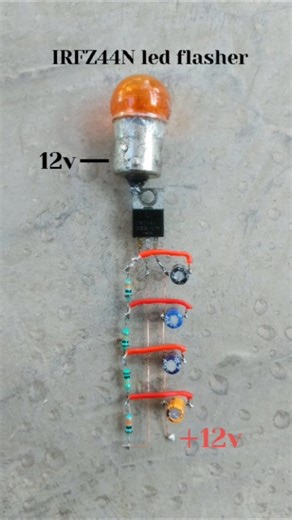 IRFZ44N Mosfet LED flasher circuit with 12v battery