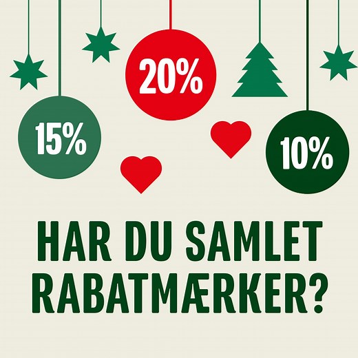 SAML RABATMÆRKER OG SPAR OP TIL 20%❤️✨ Få et rabatmærke for hver 50 kr. du køber for i perioden d. 7. - 30. november 2025. Saml nok mærker til at få 10, 15 eller 20% rabat på hele dit køb.* Aflevér dit samlehæfte med rabatmærker ved kassen enten d. 1. eller 2. december 2025. *Læs mere her 👉 https://ugensavis.xn--minkbmand-o8a.dk/mk-uge-4725/?page=09&utm_medium=social&utm_source=postoffice&utm_campaign=ugensavis | Min Købmand Nørager - Djursland