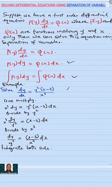 Solving differential equations using separation of variables #mathematics #education #fyp #foryourpageシ #maths #reels