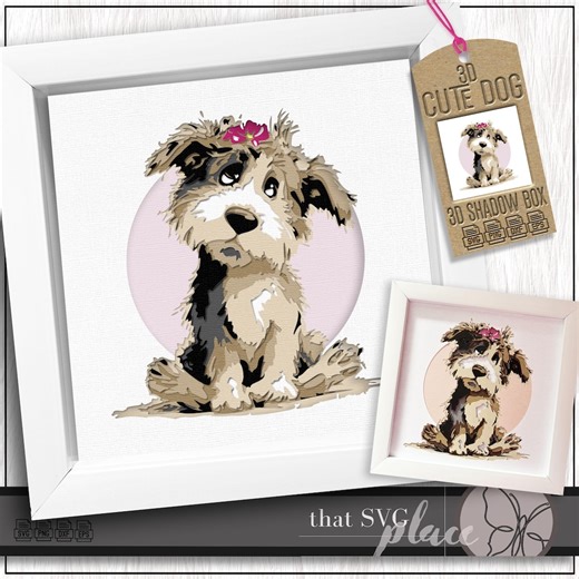 3D Dog Shadow Box SVG, Cute Puppy 3D Paper Cut File, Layered Cardstock Template, Whimsical Nursery Decor DIY, Cricut Cut File - Etsy