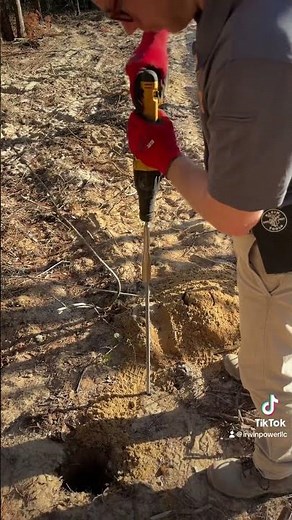 How to Drive a Ground Rod. No Hammer! (Milwaukee driver on a dewalt hammer drill). #electrical