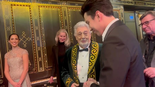 Dimash Qudaibergen suprised Maestro Domingo with a wonderful present.❤️ So happy to capture these moments.💫 | Virtuosos Talent Show
