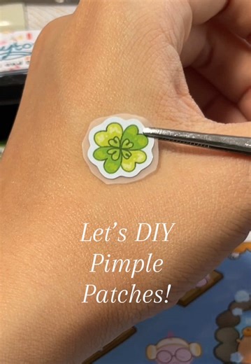 This might be the smartest thing I thought of 🤣 Cute pimple patches for life! Be sure to have clean hands when making these. Shop cute stickers at Reytorra.com 🔗 in bio #pimplepatch #diy #stickers