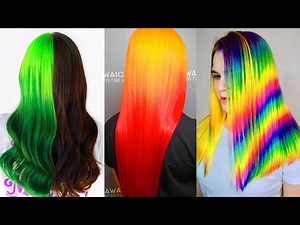 Rainbow Neon Hair Color. Best Haircut and Colorful Transformation Tutorial Compilations