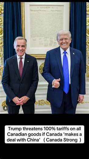 #canada #markcarney #canadastrong #donaldtrump #tarrifs @Spencer @Sparky 🇨🇦 @anselmatukunda3 @fish @Lin 🇨🇦 @Bathlady @Shell Noom 🇨🇦 @🇨🇦denlabbe🇨🇦💪 @🇨🇦 Laura MacKay 🇨🇦 @bordercolliemom🇨🇦 🍁 Trump threatens 100% tariffs on all Canadian goods if Canada 'makes a deal with China'