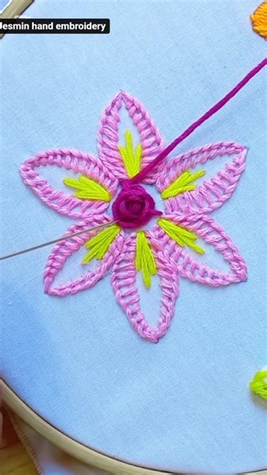 beautiful rose embroidery tutorial on handkerchief#stitch#success#stitchtricks#art#diy#embroidery#y