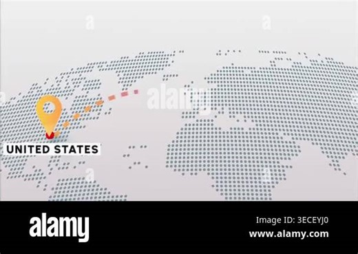 map of the world, with a country pin, travel to australia. 3 d vector illustration Stock Video Footage - Alamy