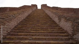Ancient Brick Stairway at Ruins of UR, Ziggurat of UR Monument in Iraq, Historical Antique Building