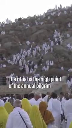 Thousands of pilgrims gather on Mount Arafat, where they will spend the day praying in a sacred ritual of Hajj | The National