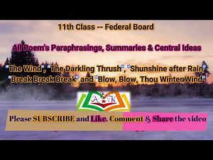 11th Class Federal Board (All in 1) Poem's #paraphrasing #centralidea #summery #poetry #music