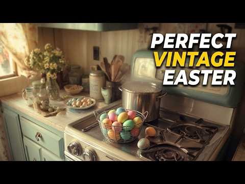 Cozy 1950s Easter Kitchen Ambience 🐣 Vintage Egg Dying & Distant Big Band