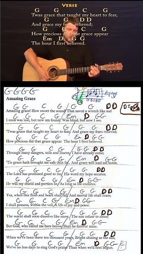Amazing Grace (Hymn) Short Strum Guitar Cover Lesson in G with Chords/Lyrics #shorts