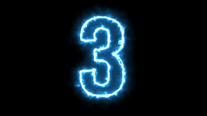 Animation text countdown from 5 to 1 isolate on black background.