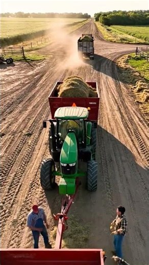 Tiny Tractor Hauls Hay to the Field – Tilt Shift Scene