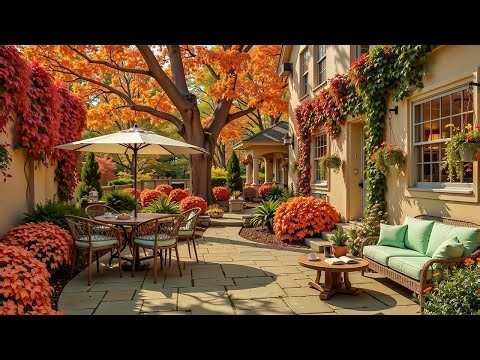 Relaxing Jazz in an Autumn Courtyard 🍁 Soft Jazz Ambience for Reading & Slow Living