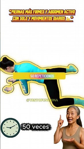 “4 ejercicios para levantar glúteos, afinar piernas y marcar abdomen sin gimnasio 🔥🍑”