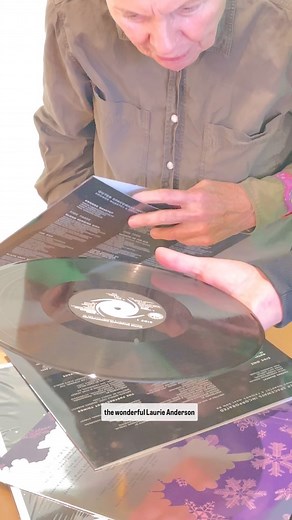 Red Hot presents TRANSA on Instagram: "Vinyl’s in stock! Outer Spaceways Incorporated: Kronos Quartet and Friends Meet Sun Ra is inspected here in all its double LP glory by none other than @laurieandersonofficial and producer @eliaeinhorn 💖 Art by @lornasimpson 💖 Order your copies before the holiday crunch at our Bandcamp! Thanks to Lou Reed archivist @stu_benedict and celebrated filmmaker @splnlss for the impromptu video capture!"