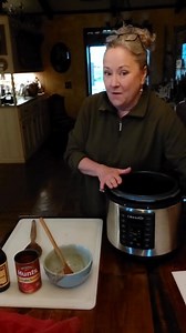 Porcupine meatballs were good and hearty on this rainy Monday!! Edit...sorry I posted the videos in the wrong order!) 2 T olive oil or vegetable oil 1 medium onion, chopped (reserve half) 2 cloves garlic, minced (reserve half) Use sauté setting and sauté until onions are translucent, about 5 minutes. To this add: 1 15 oz can tomatoe sauce 1/2 c water 1 T Worcestershire sauce Meatballs 1 lb ground beef or venison 1/2 c long grain rice 1/4 c yellow onion, chopped 1 clove Garlic minced 1 t salt 1/2